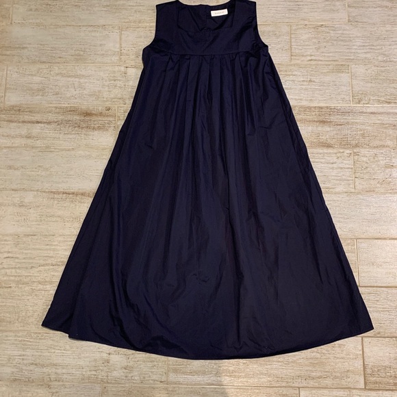 Jamie Sadock Simplicite Sleeveless Pleated Dress Long Maxi Navy Casual Evening - Picture 3 of 7